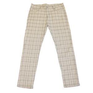 Mens Black Plaid Stretchy Straight leg Fashion Classic 5 pocket Size 38 NWT